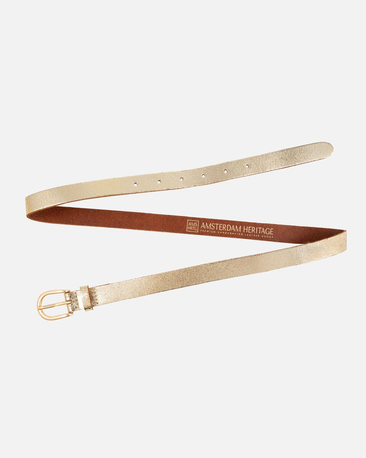 Eva - Metallic Gold Full Grain Leather Belt - Large/XL