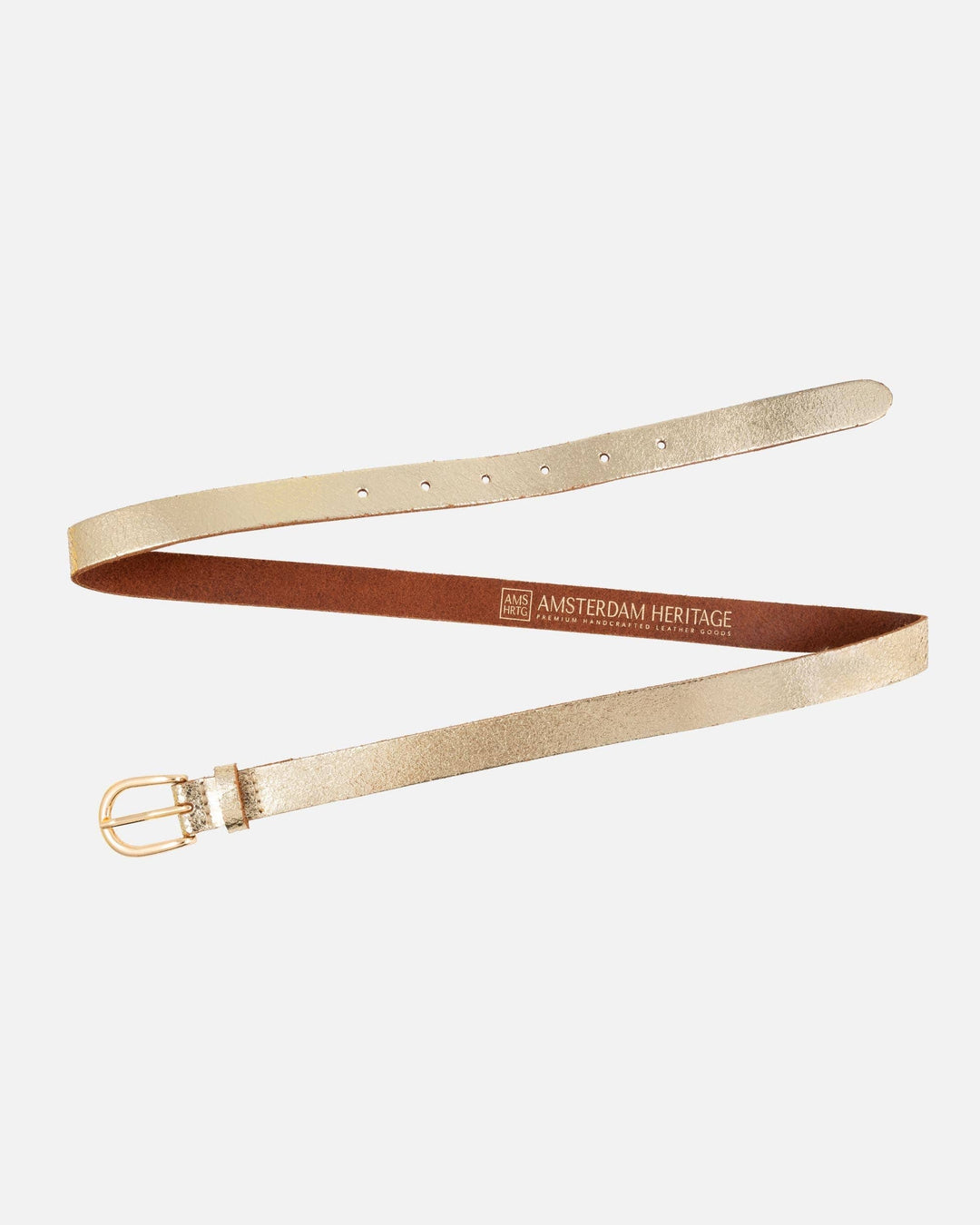 Eva | Metallic Gold Full Grain Leather Belt - Small