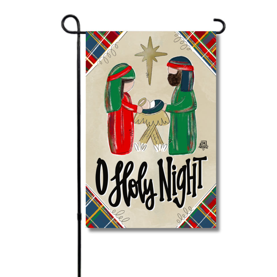 Garden Flag - Red and Green Nativity