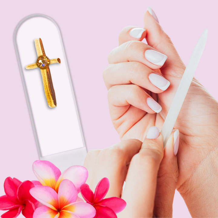 Glass Nail File - Gold Cross