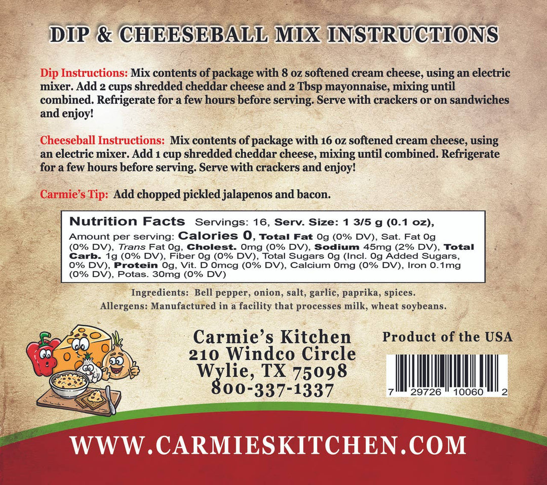 Carmie's Dip - Pimento Cheese Dip & Cheeseball Mix