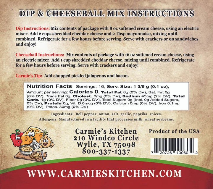 Carmie's Dip - Pimento Cheese Dip & Cheeseball Mix