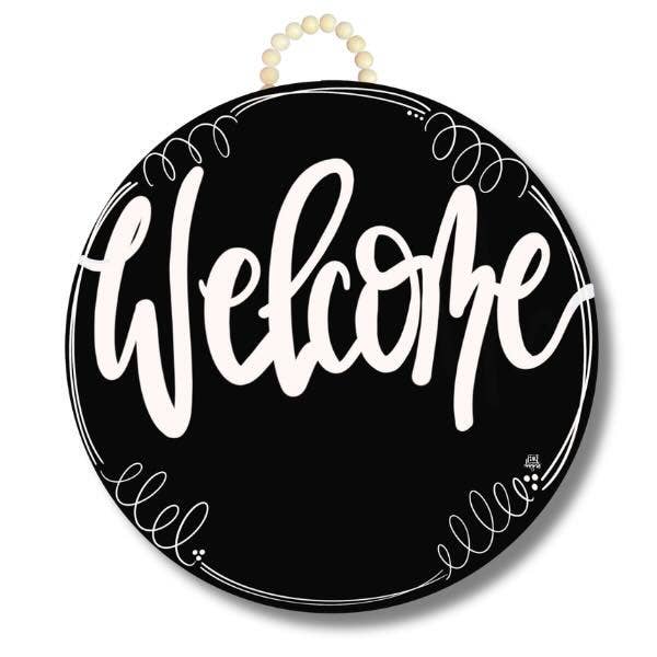 Door Hanger - Black Circle "Welcome" Hanger