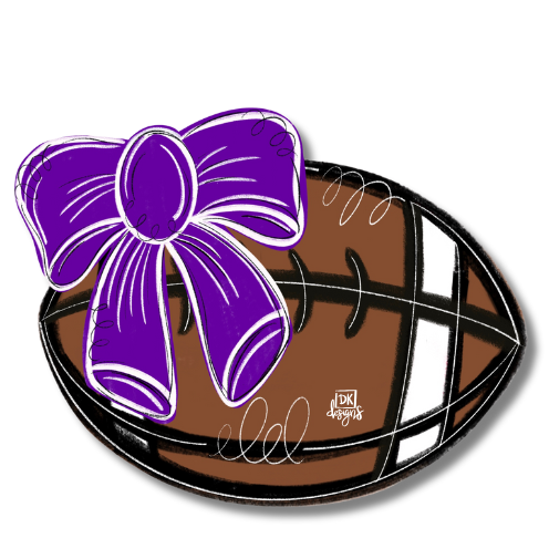 Door Hanger Attachment - Football w/ Purple and White Bow Mini