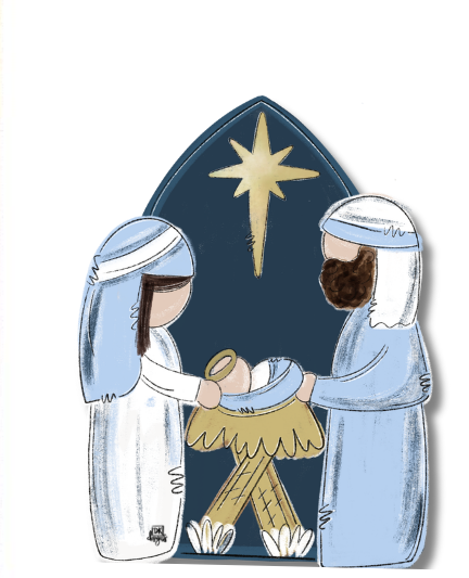 Door Hanger Attachment - Blue and White Nativity