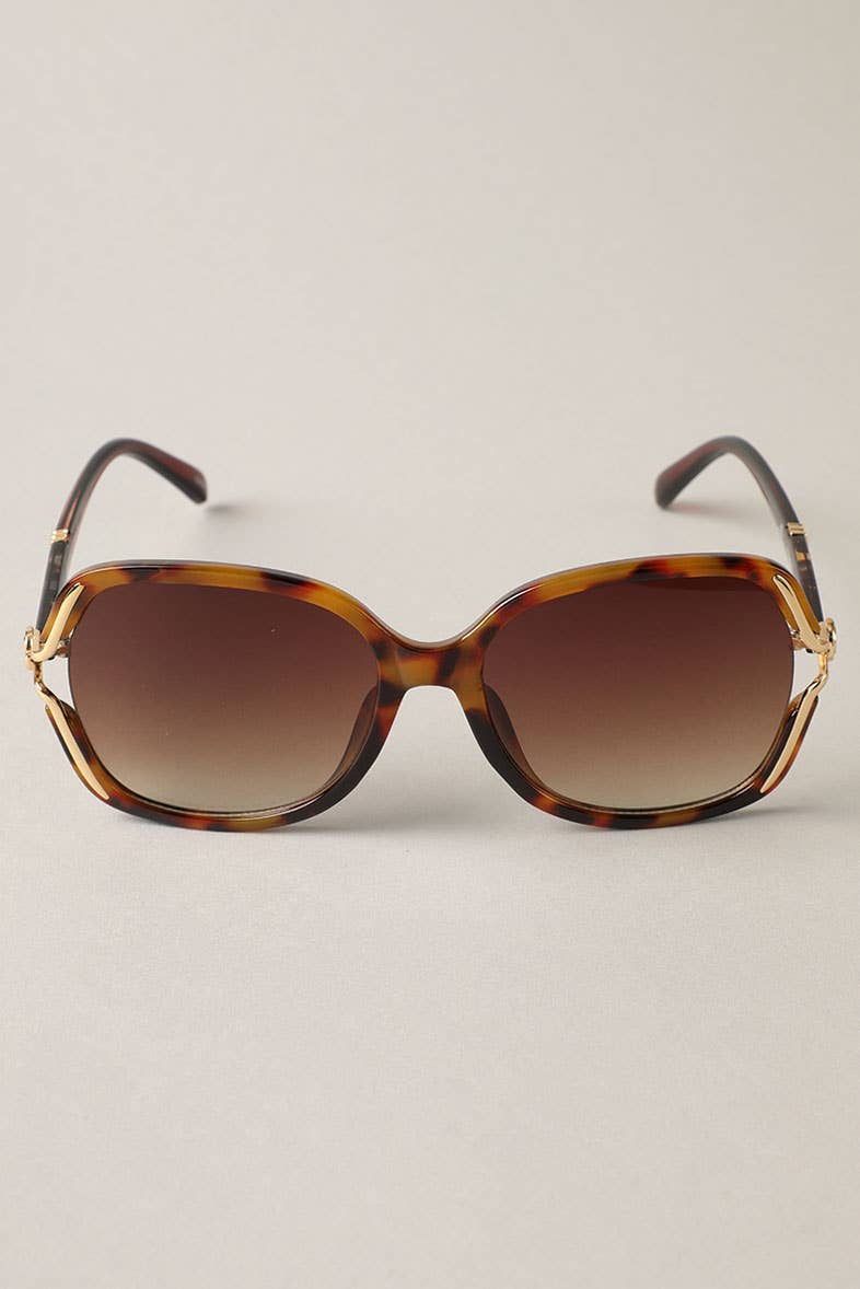 Kalani - Leopard Detailed Square Frame Sunglasses