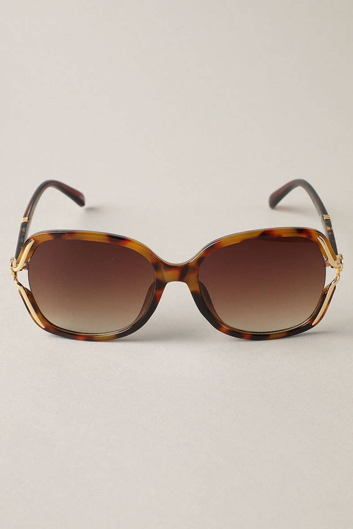 Kalani - Leopard Detailed Square Frame Sunglasses