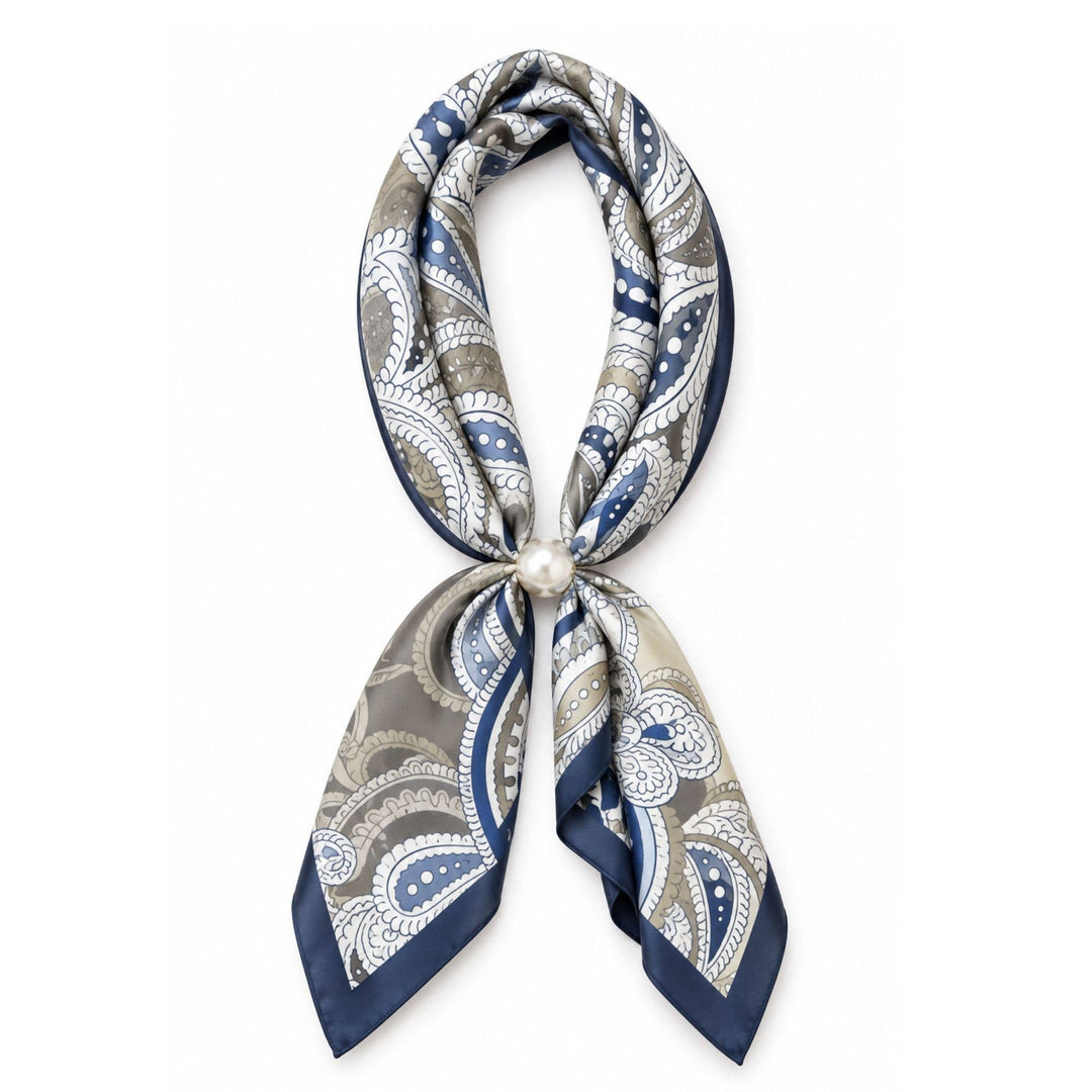 Magnetic Pearl Scarf - Blue Paisley