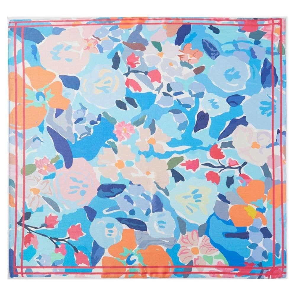 Cara - Blue Abstract Garden Scarf