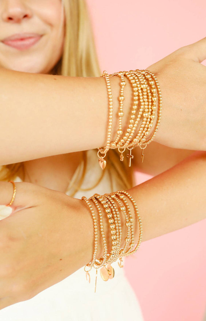 Beaded Bracelet - Cross Gold Charm Bracelet (Standard)