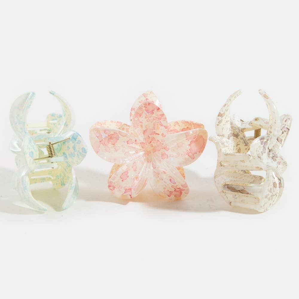 Splatter Paint Flower Hair Claw Clip
