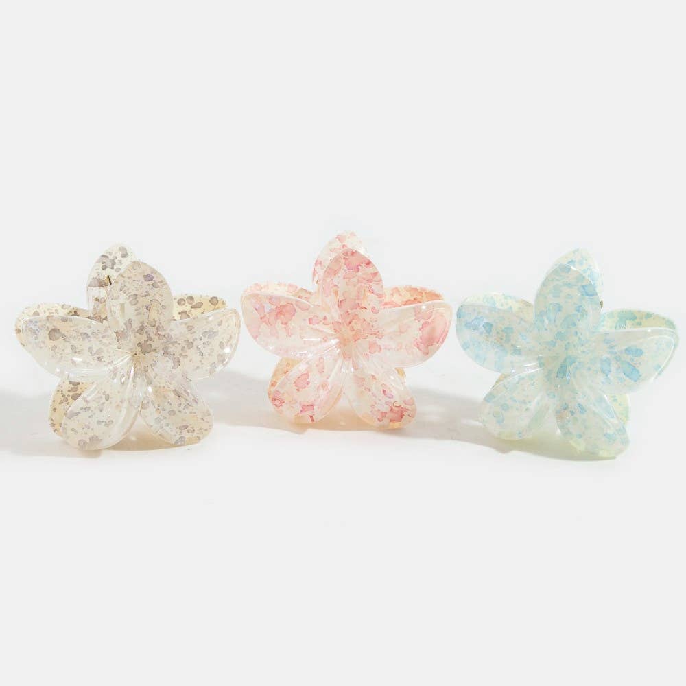 Splatter Paint Flower Hair Claw Clip
