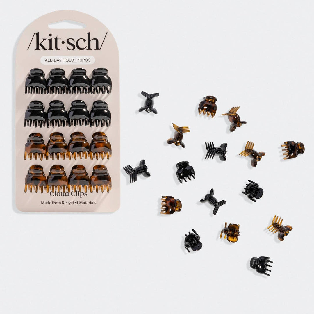 Kitsch - Black & Tort Micro Cloud Clip 16pc Set