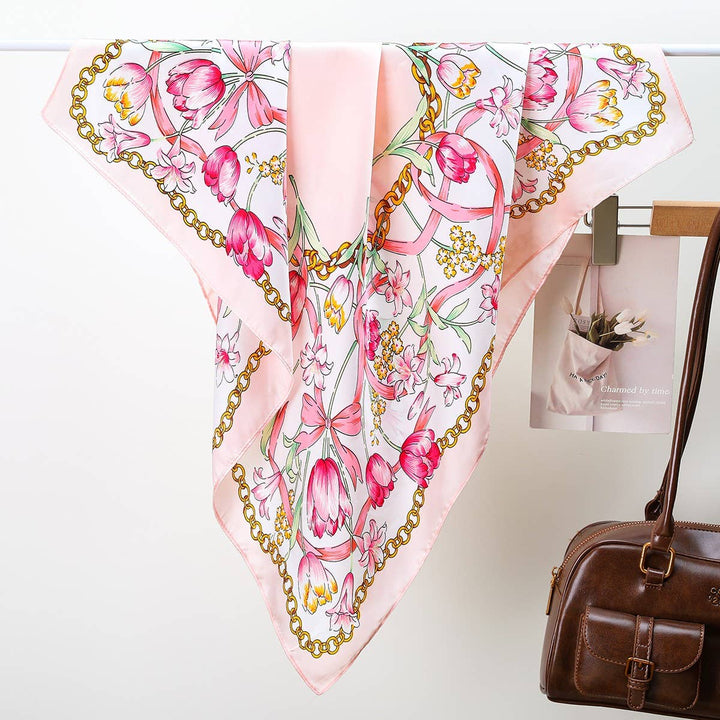 Nancy -Floral Chain Print Silk-Finish Scarf
