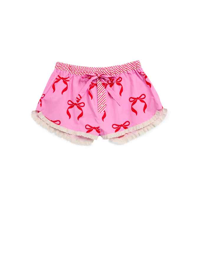 Marla - Pink + Red Bow Pajama shorts