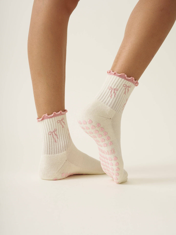 Grip Socks - Bows & Ruffles - Pink