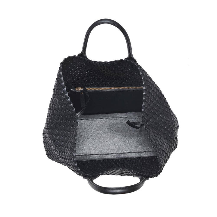 Ithaca - Woven Vegan Leather Tote (Black)