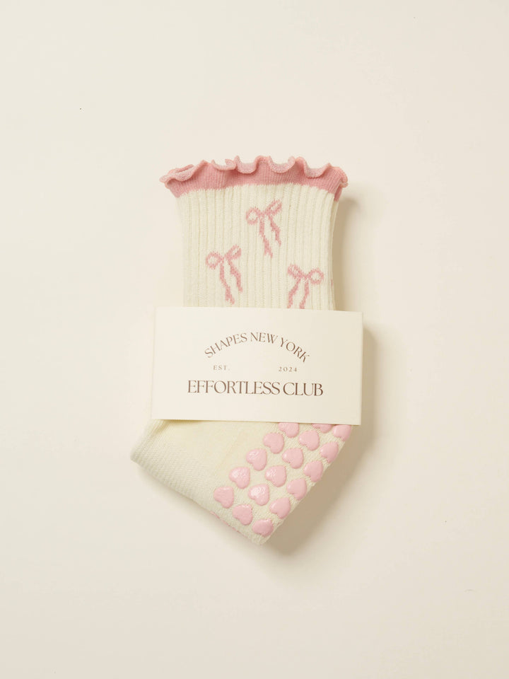 Grip Socks - Bows & Ruffles - Pink