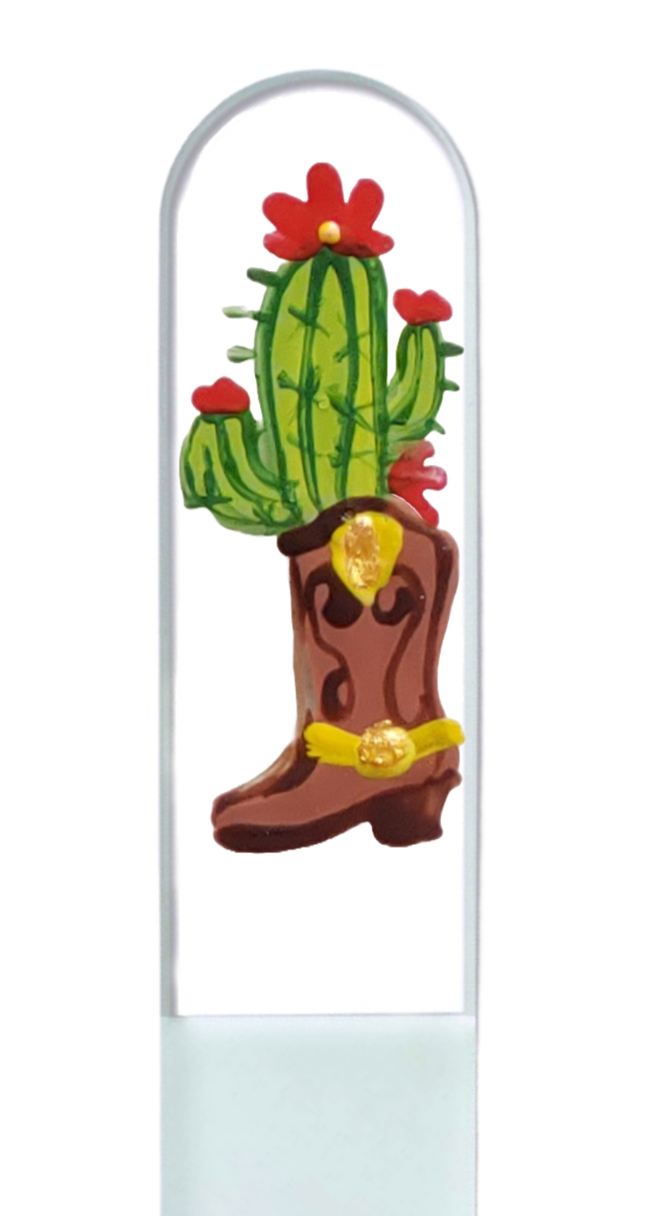 Glass Nail File - Cowboy Boot Cactus