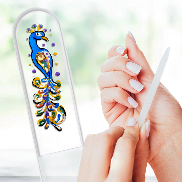 Glass Nail File - Peacock
