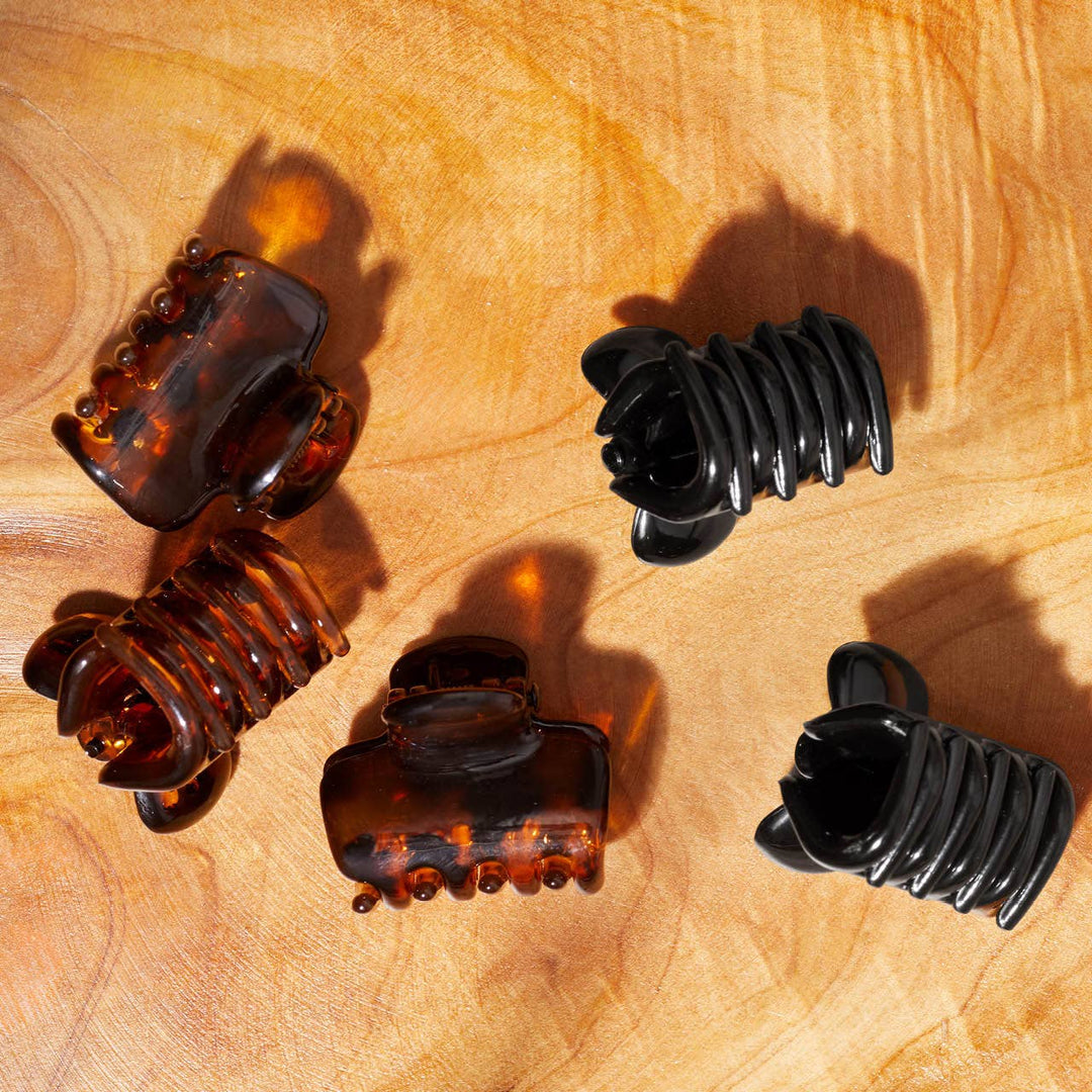 Kitsch - Recycled Plastic Mini Puffy Claw Clips 6pc Set (Black/Tort)