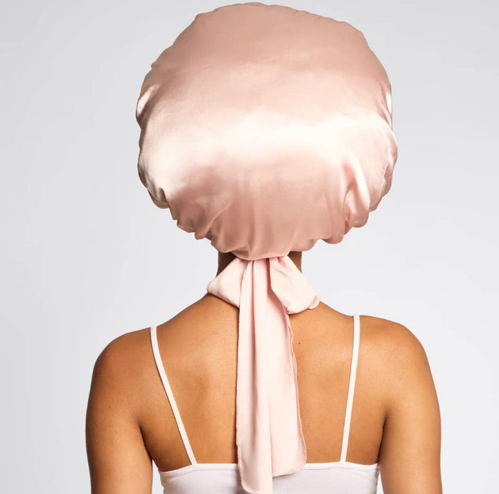 Kitsch - Adjustable Oversized Satin Bonnet (Blush)