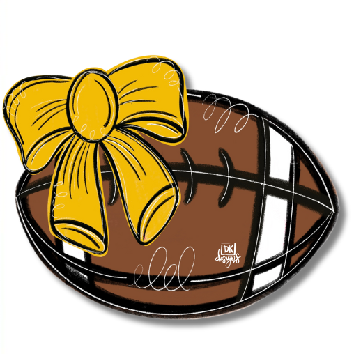 Door Hanger Attachment - Football w/ Yellow Gold and Black Bow Mini