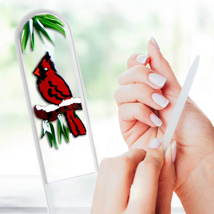 Glass Nail File - Snowy Cardinal