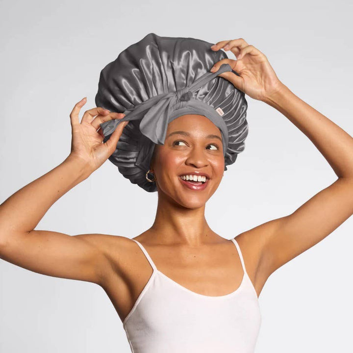 Kitsch - Adjustable Oversized Satin Bonnet (Charcoal)