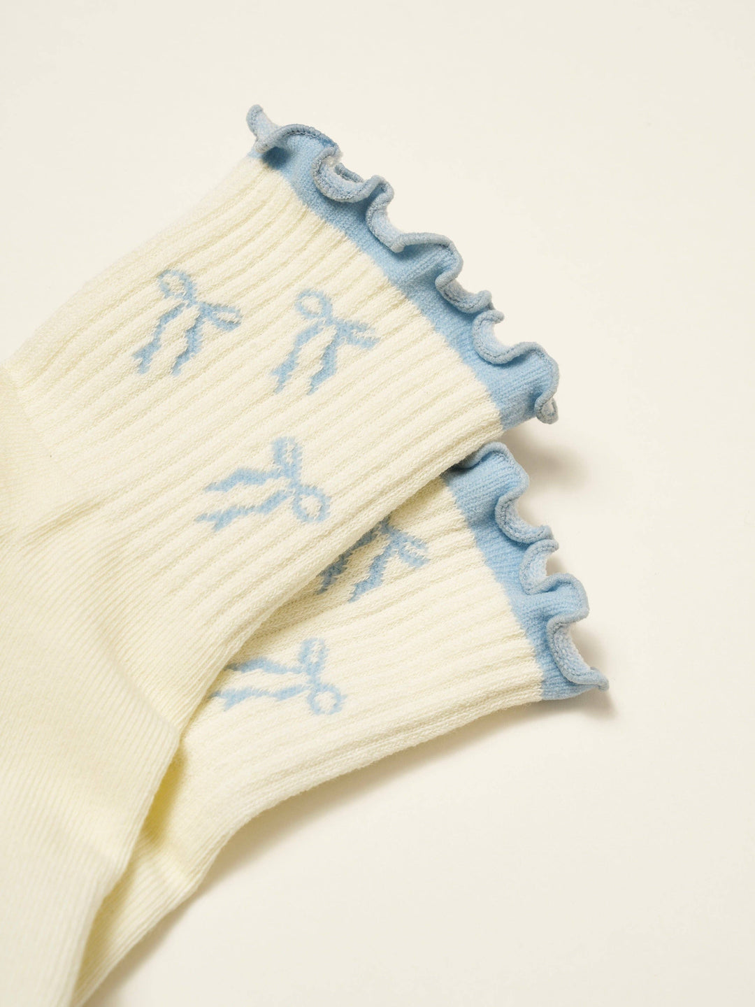 Grip Socks - Bows & Ruffles - Dusty Blue