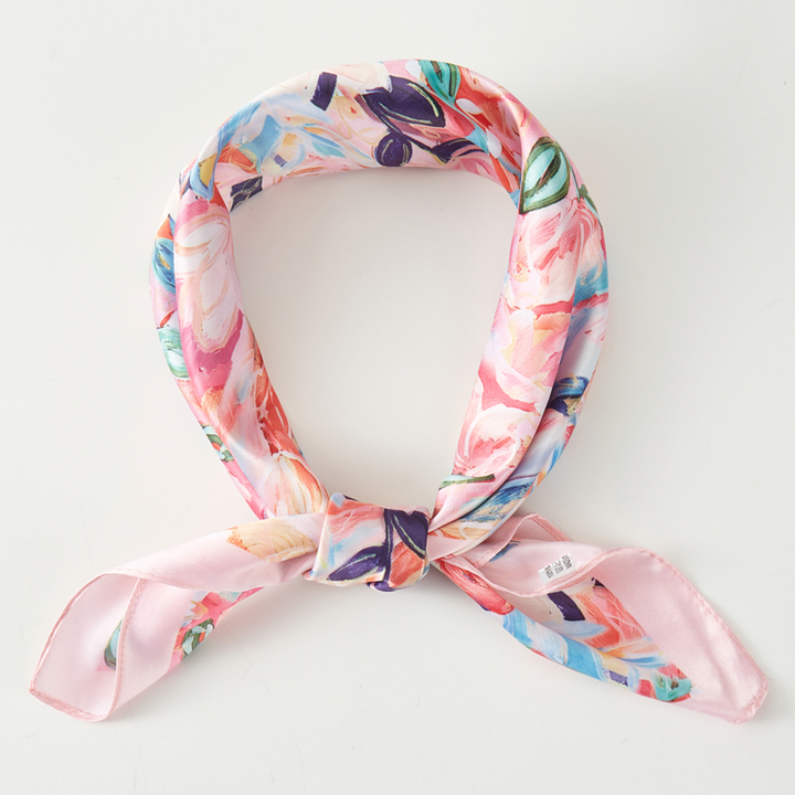 Mindi - Peach Floral Silk Scarf