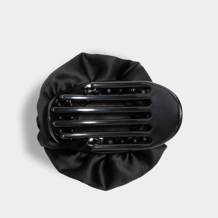 Kitsch - Satin Rosette Medium Flat Cloud Clip - Black
