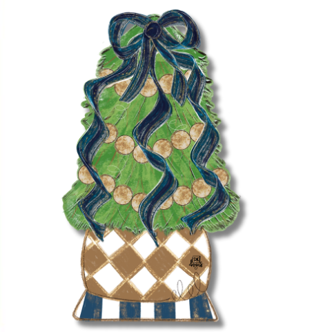 Door Hanger Attachment - Navy and Gold Christmas Tree
