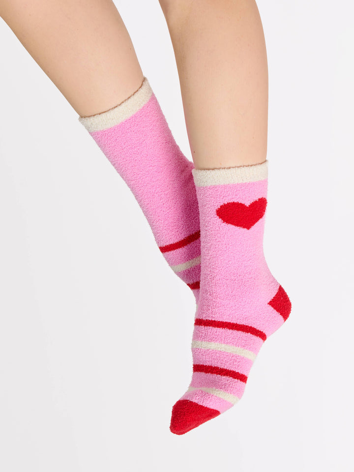 Penni - Pink Striped Heart Socks