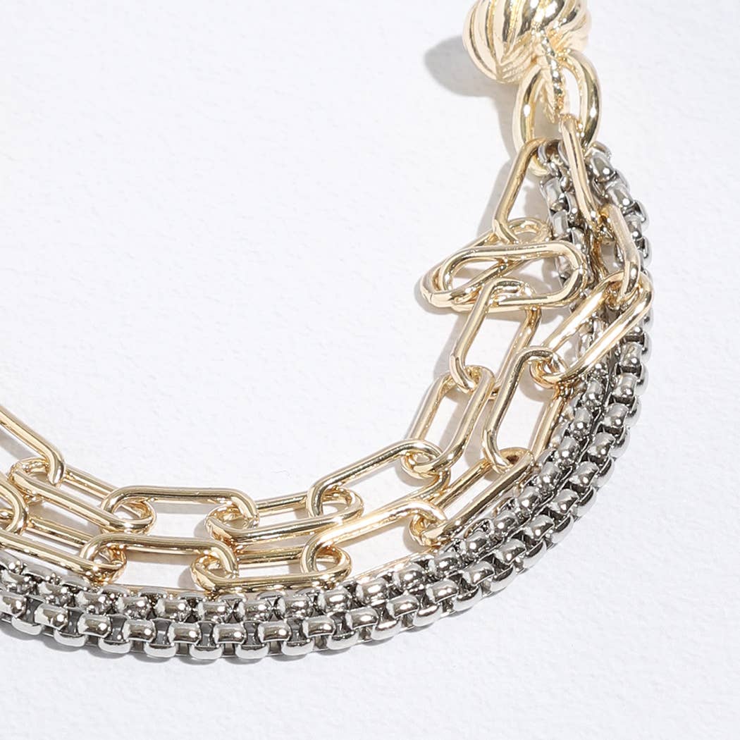 Adele - Two Tone Multi Chain Link Bracelet