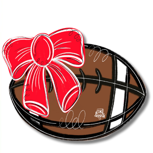 Door Hanger Attachment - Football w/ Red and White Bow Mini