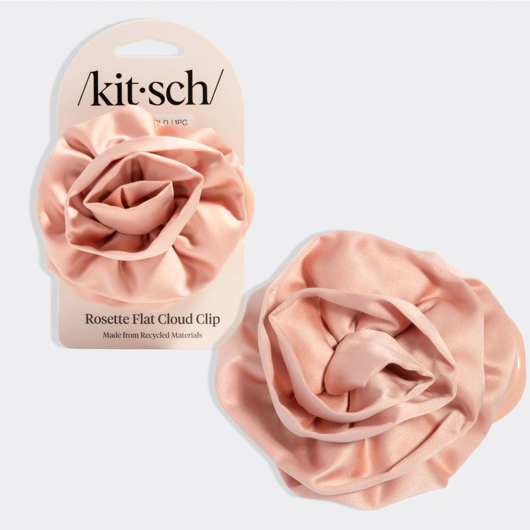 Kitsch - Satin Rosette Medium Flat Cloud Clip - Terracotta