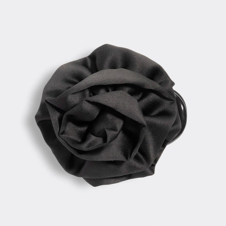 Kitsch - Satin Rosette Medium Flat Cloud Clip - Black