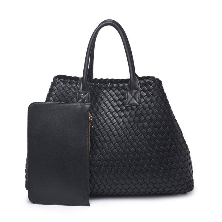 Ithaca - Woven Vegan Leather Tote (Black)