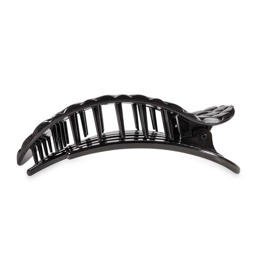 Teleties - Flat Round Hair Clip | Large | Jet Black Quilted