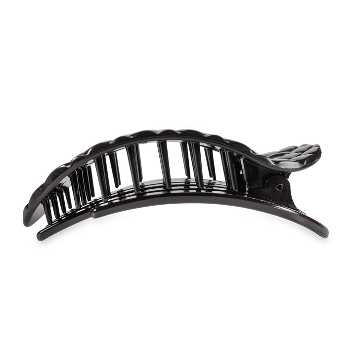 Teleties - Flat Round Hair Clip | Large | Jet Black Quilted