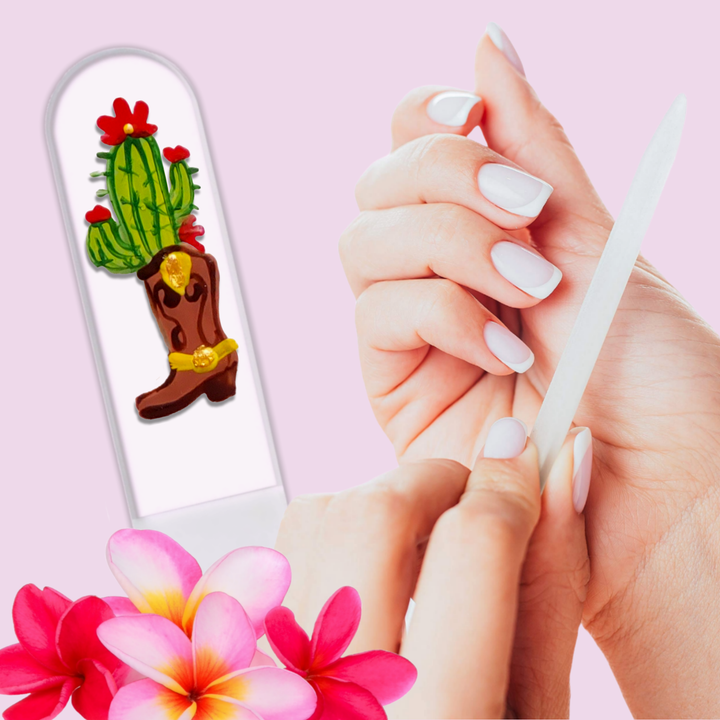 Glass Nail File - Cowboy Boot Cactus