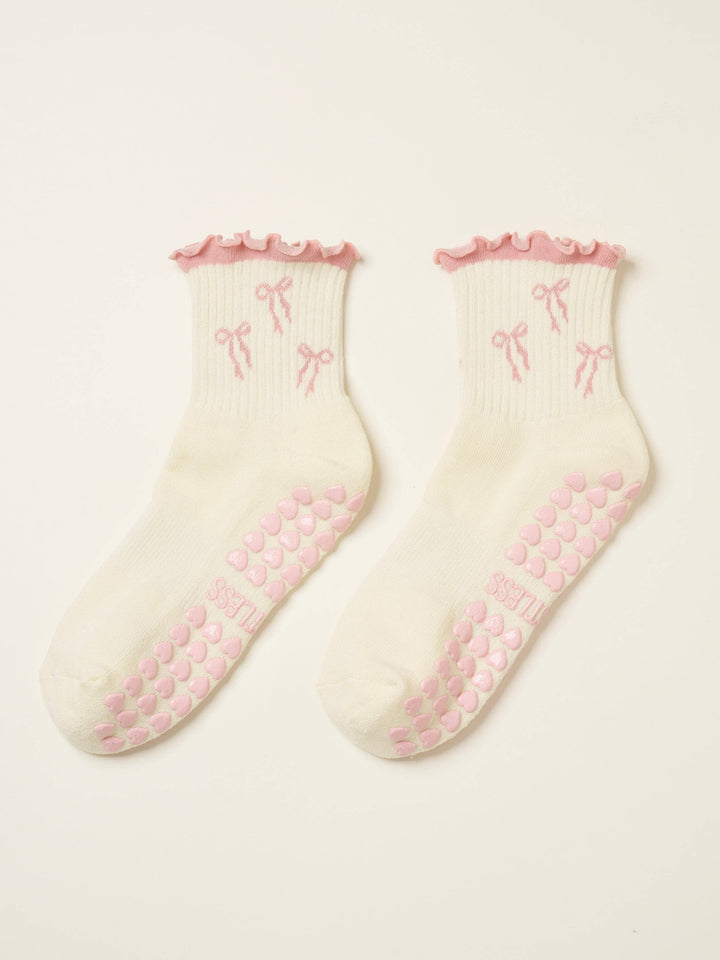 Grip Socks - Bows & Ruffles - Pink