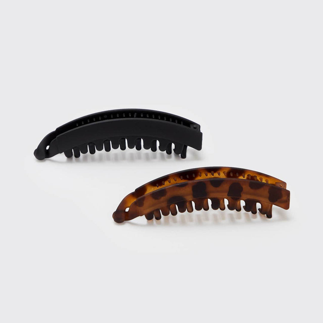 Kitsch - Banana Clip 2pc- Black & Tortoise
