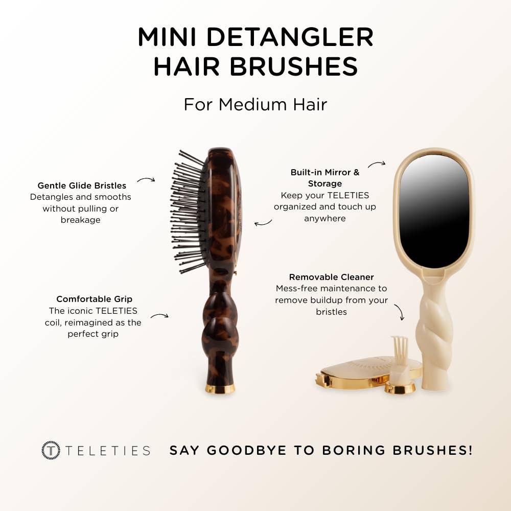 Teleties - Mini Detangler Brush for Medium Hair - Tortoise
