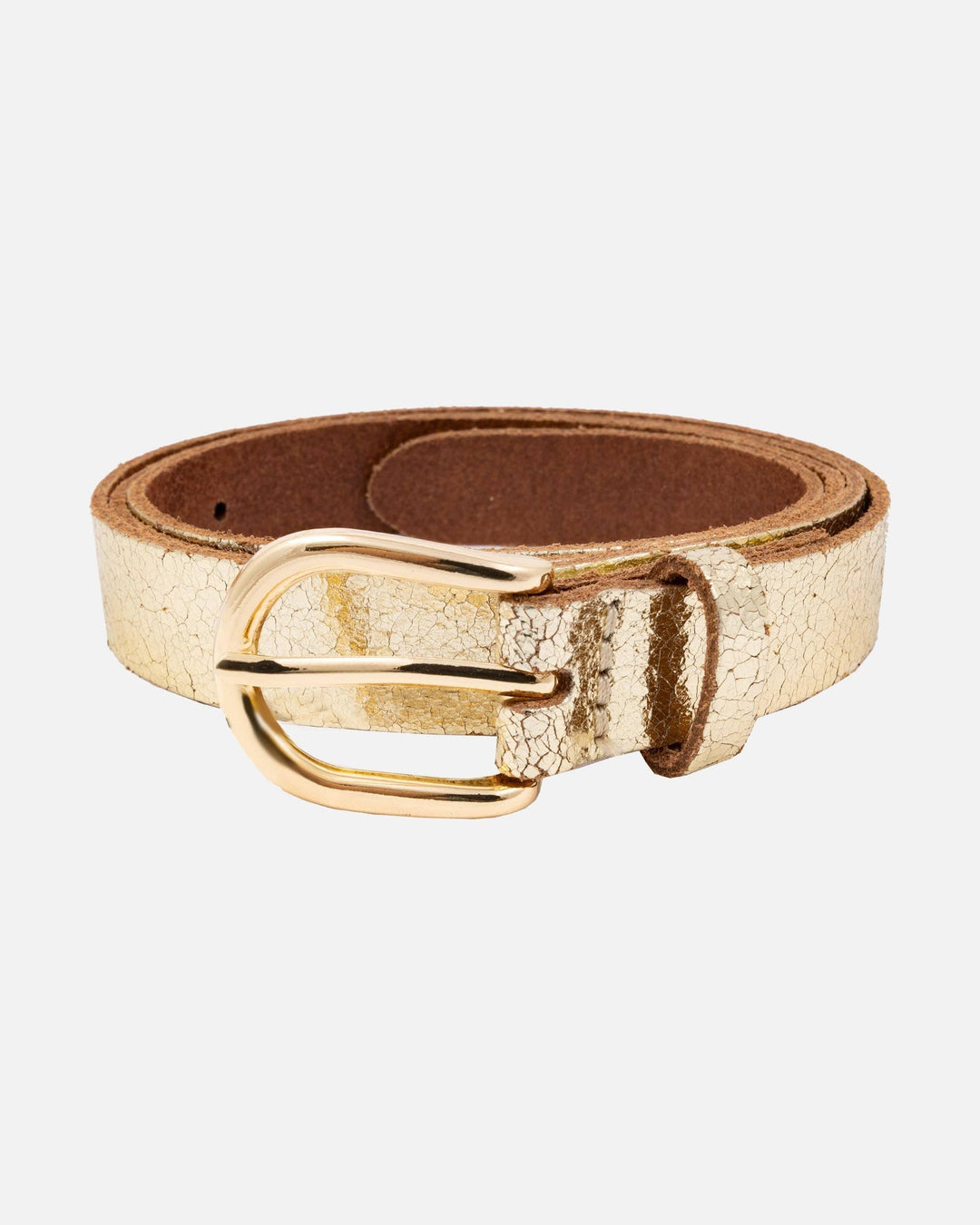 Eva - Metallic Gold Full Grain Leather Belt -Medium/Large