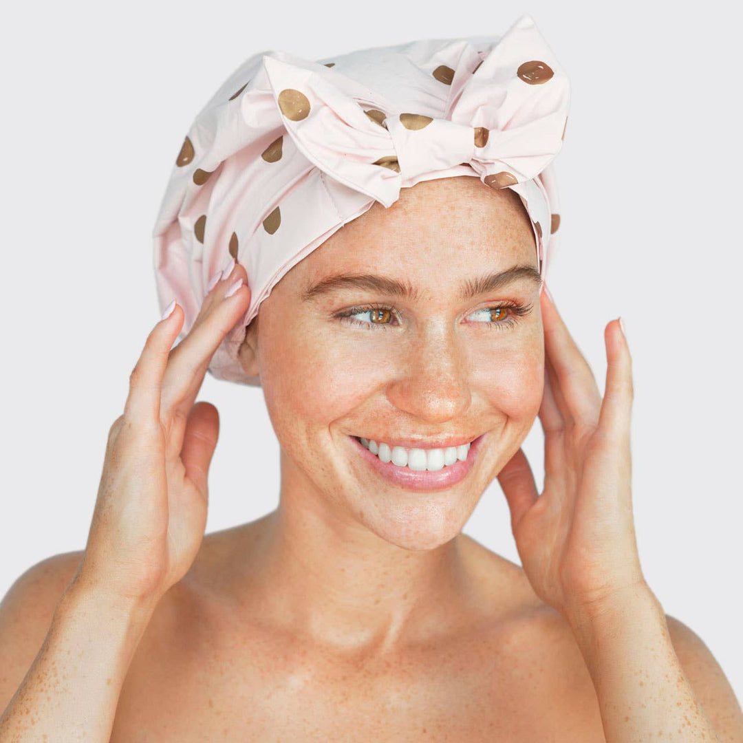 Kitsch - Luxury Shower Cap - Blush Dot