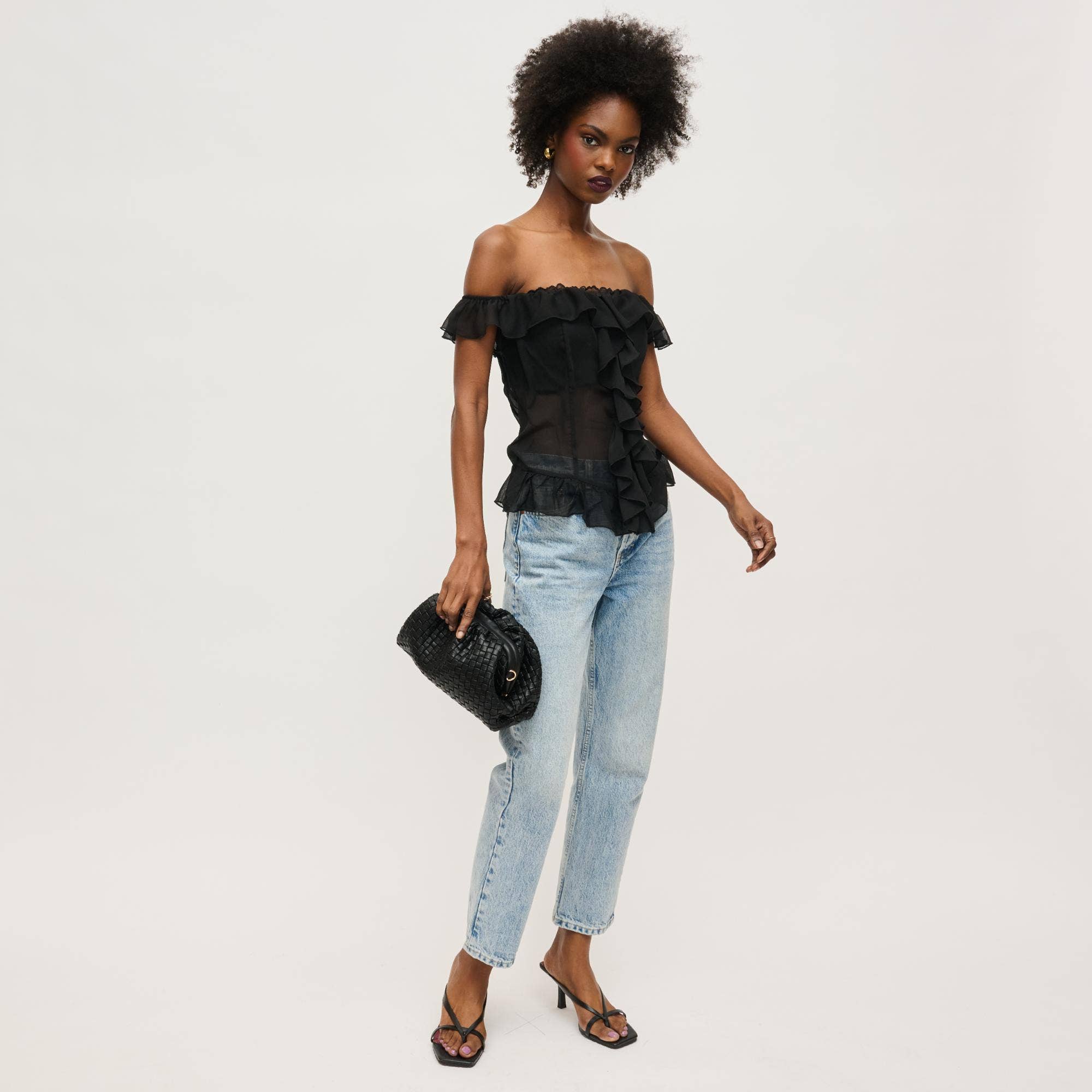 Tate - Woven Frame Clutch (Black)