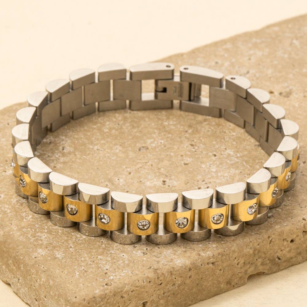 Connie - Stainless Steel Studded Watchband Bracelet