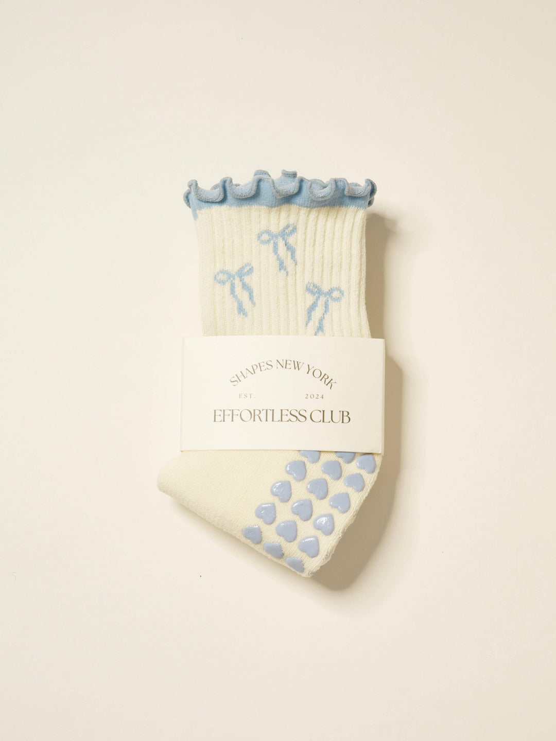 Grip Socks - Bows & Ruffles - Dusty Blue